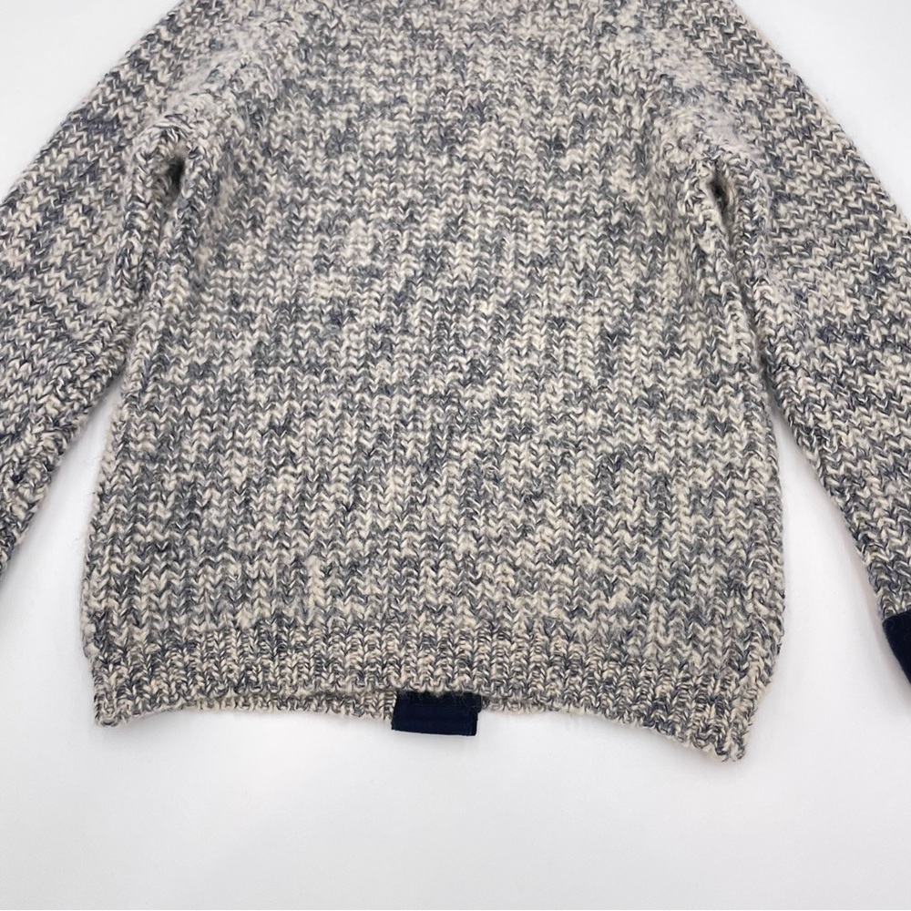 Handmade Cardigan Sweater Variegated Off-White Blue Gray Long Sleeve Wool‎ Women - Picture 6 of 14